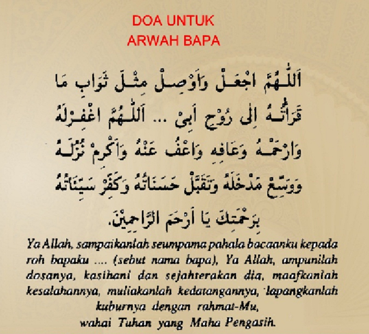 DOA ARWAH UNTUK BAPA BACA, SUKA, FAHAM DAN AMAL