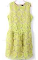 Green Sleeveless Sunflower Dress Green Sleeveless Sunflower Dress
