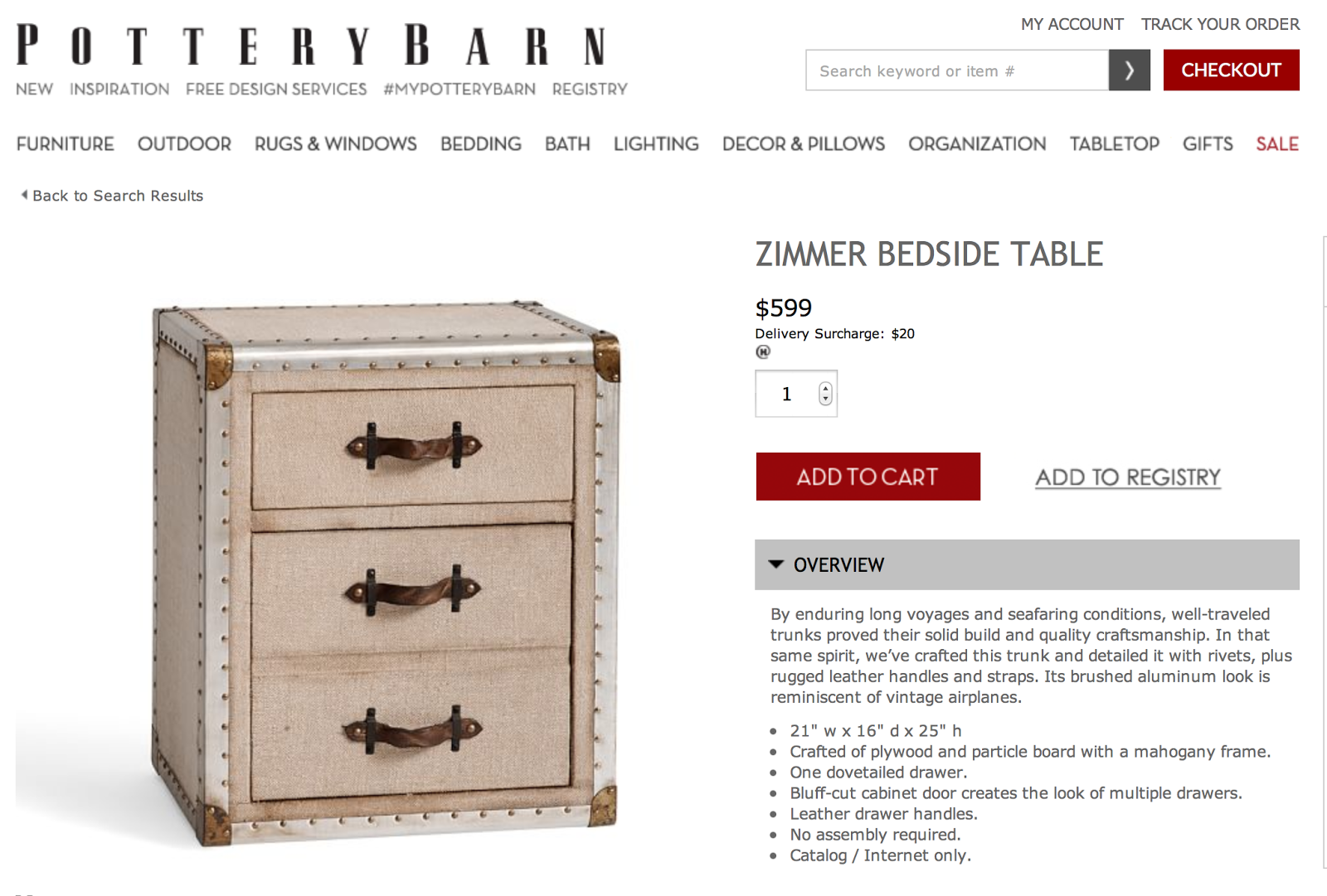 Pottery Barn Zimmer Trunk, 50% Off
