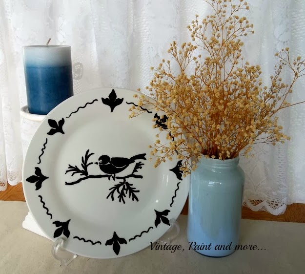 How to Stencil a Plate Vintage, Paint and more...