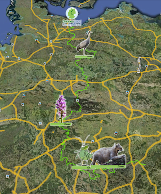 Ansicht von Google Earth und wo es welche Tiere in DE zu finden gibt.
