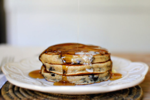 Basil Chocolate Chip Ricotta Pancakes l SimplyScratch.com