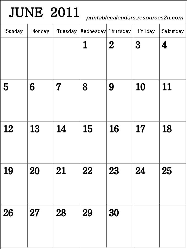 June Blank Calendar