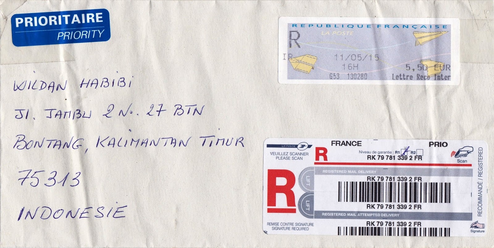 France Registered Mail Hallery Stamp