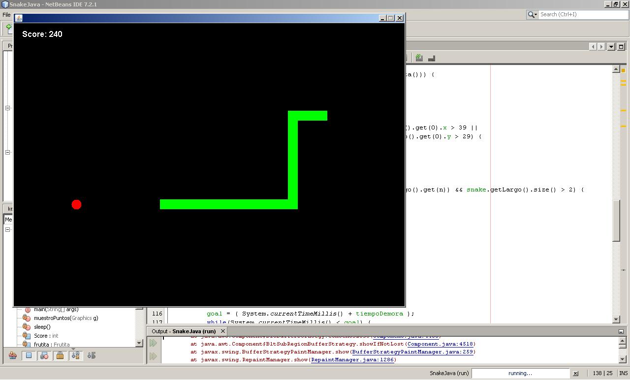 el método burbuja( ) Ejemplo 4 Snake en JAVA.