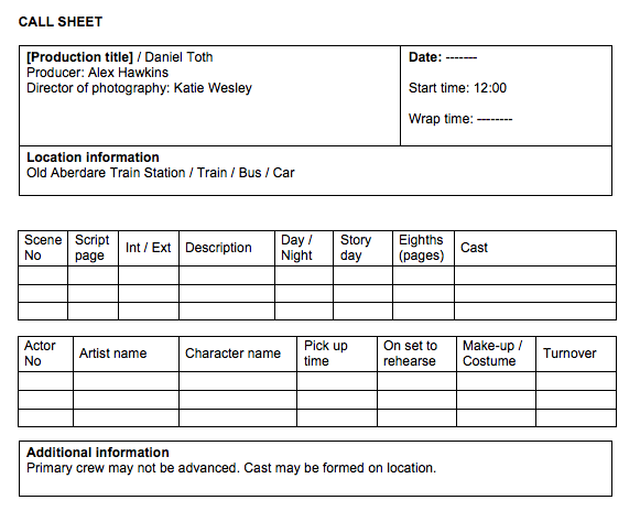call schedule template