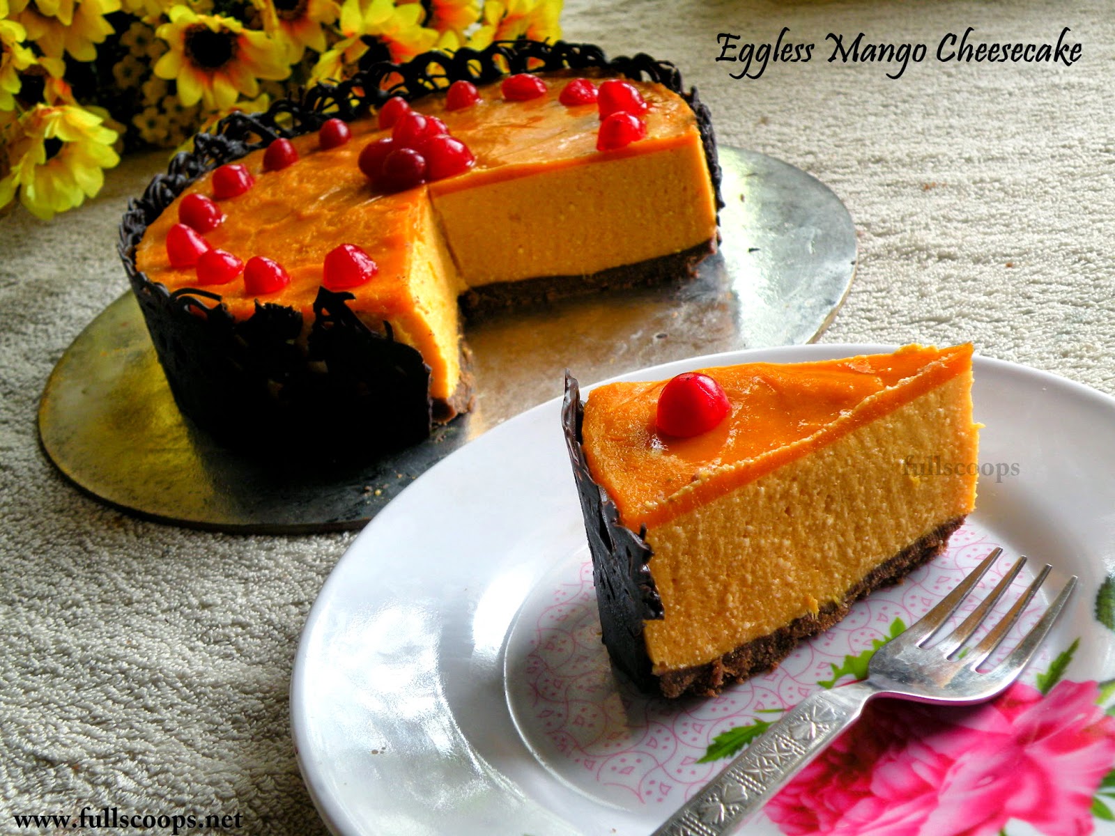 Eggless No Bake Mango Cheese Cake Easy No Bake Recipes Full Scoops