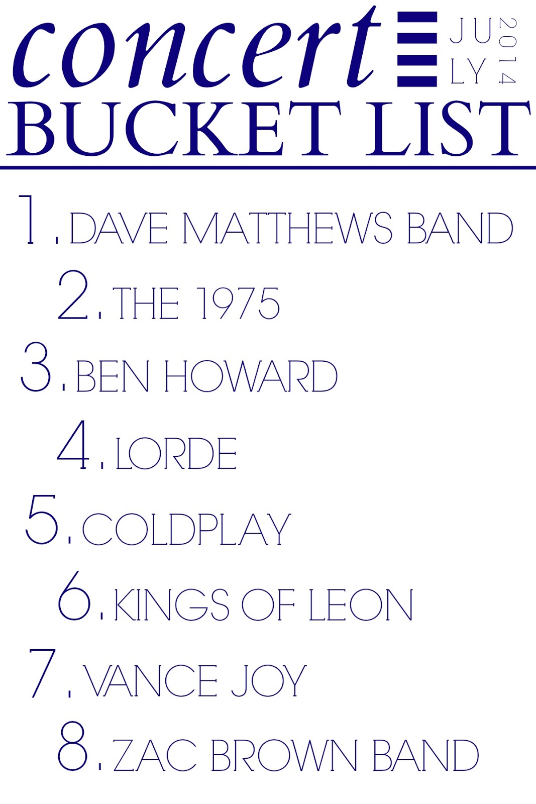 MGR & CMK Updated Concert Bucket List