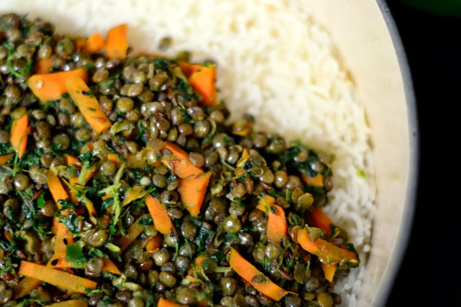 Garlicky Herbed Lentil & Carrot Pilaf