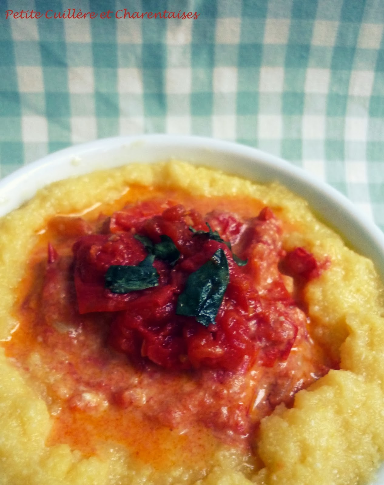 Petite Cuillère et Charentaises Polenta à la Tomate et Crème de SaintMarcellin