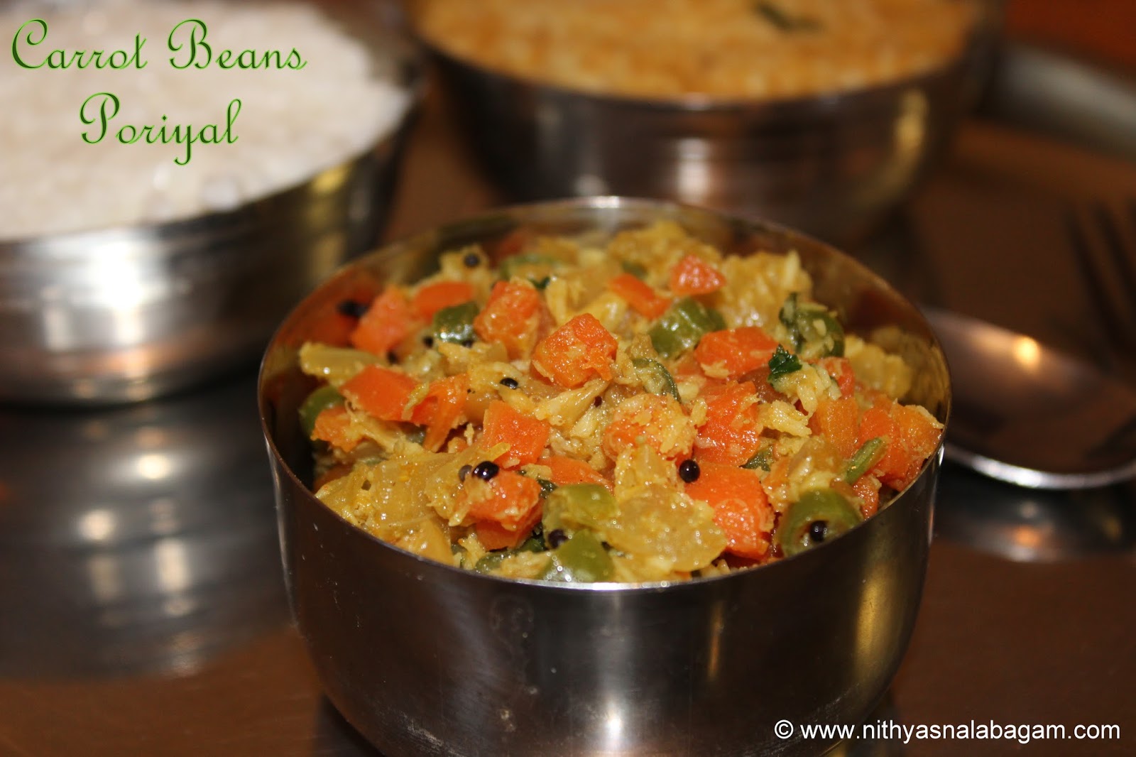 Carrot Beans poriyal Carrot beans dry curry Nithya's Nalabagam