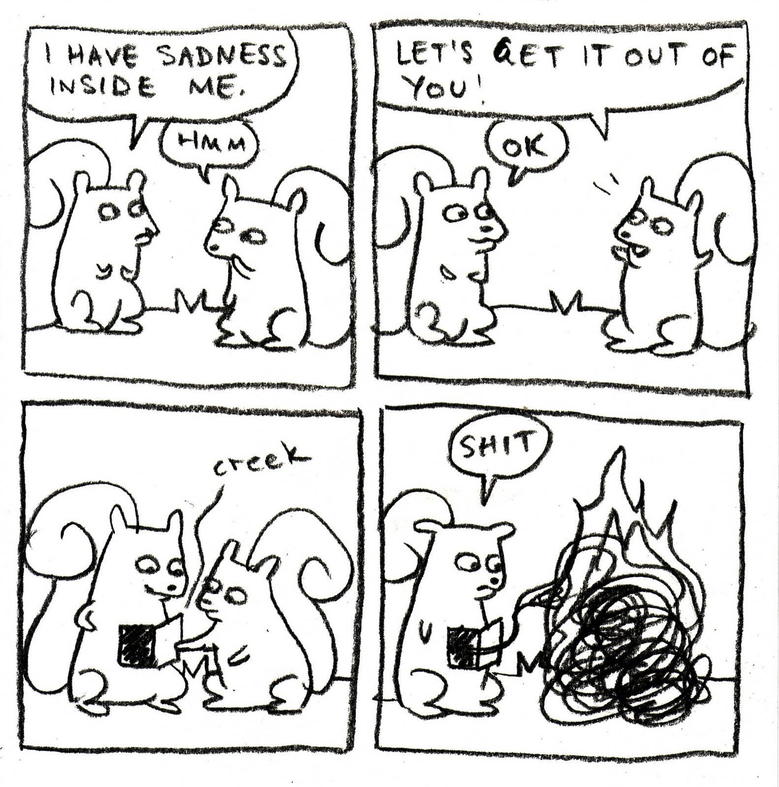 cartoon sad squirrel