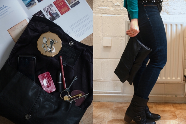 Make your own leather clutch form a vintage waistcoat