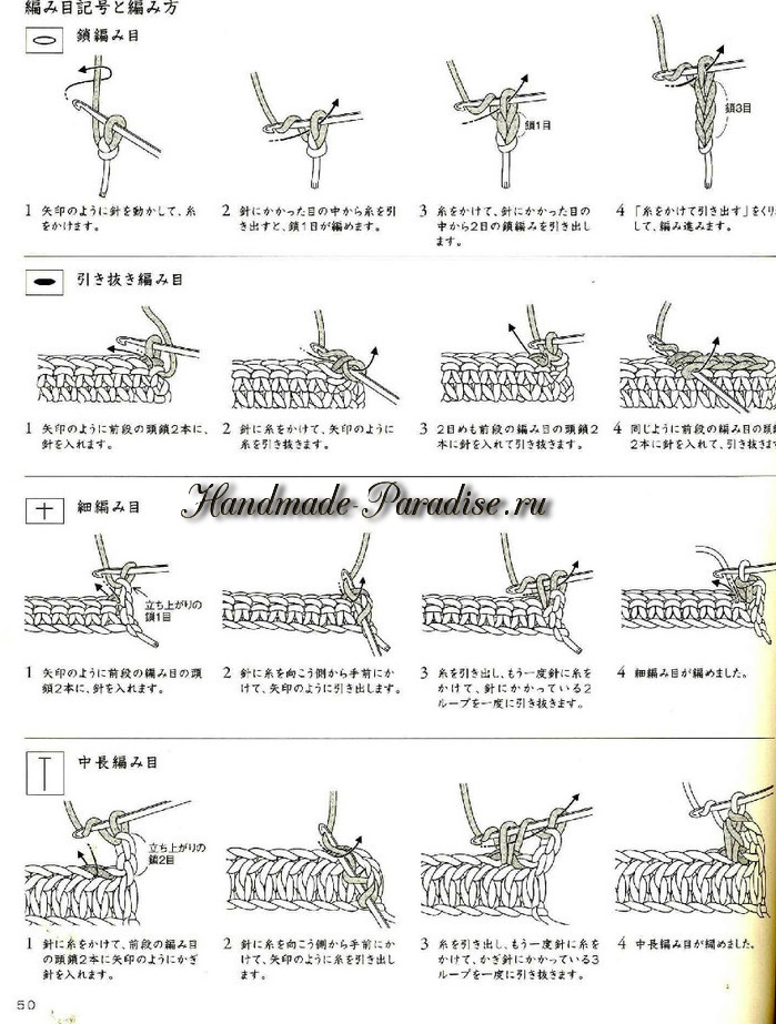 Вязание крючком в японском журнале со схемами