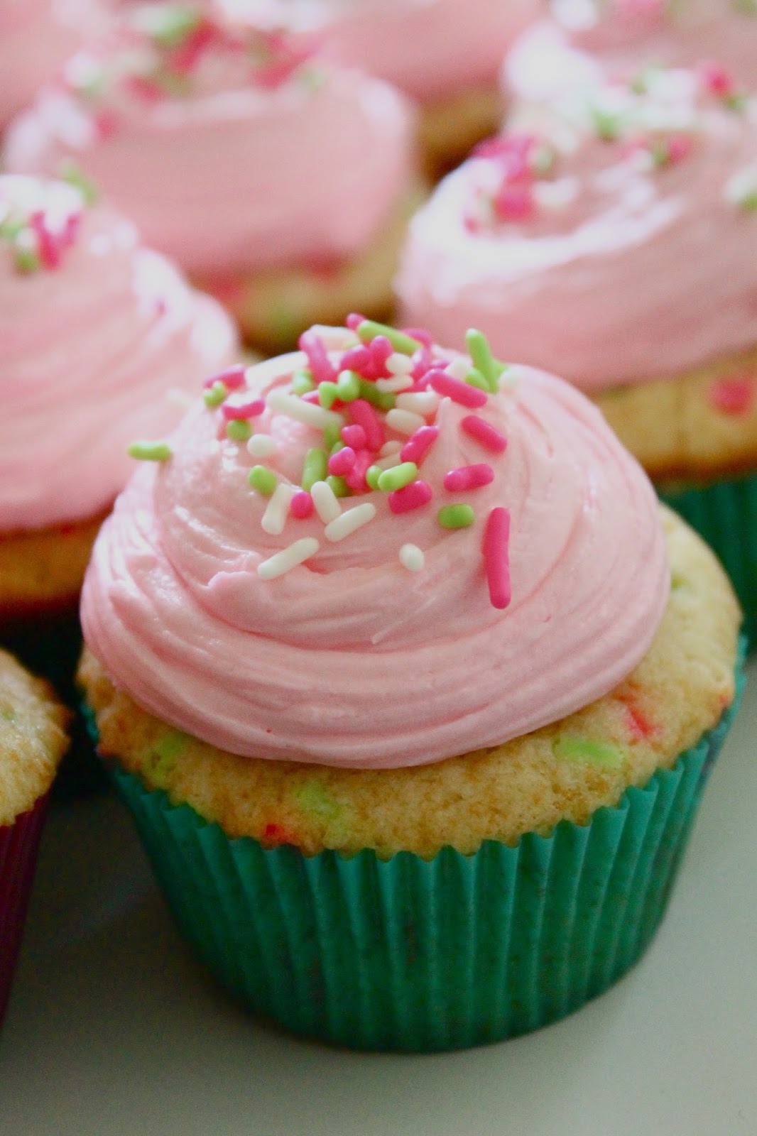 Homemade Funfetti Cupcakes with Pink Vanilla Buttercream