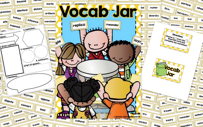 Pencils Books and Dirty Looks Vocabulary Jar for Workstations, Early