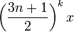 \left(\frac{3n+1}{2}\right)^k x