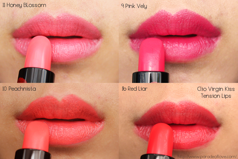 Clio's Virgin Kiss Tension Lip lipsticks Roanna Tan Paradeoflove