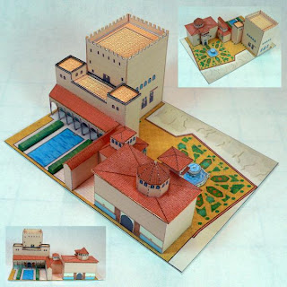 Papercraft building imprimible y recortable de la Alhambra de Granada, en España. Manualidades a Raudales.