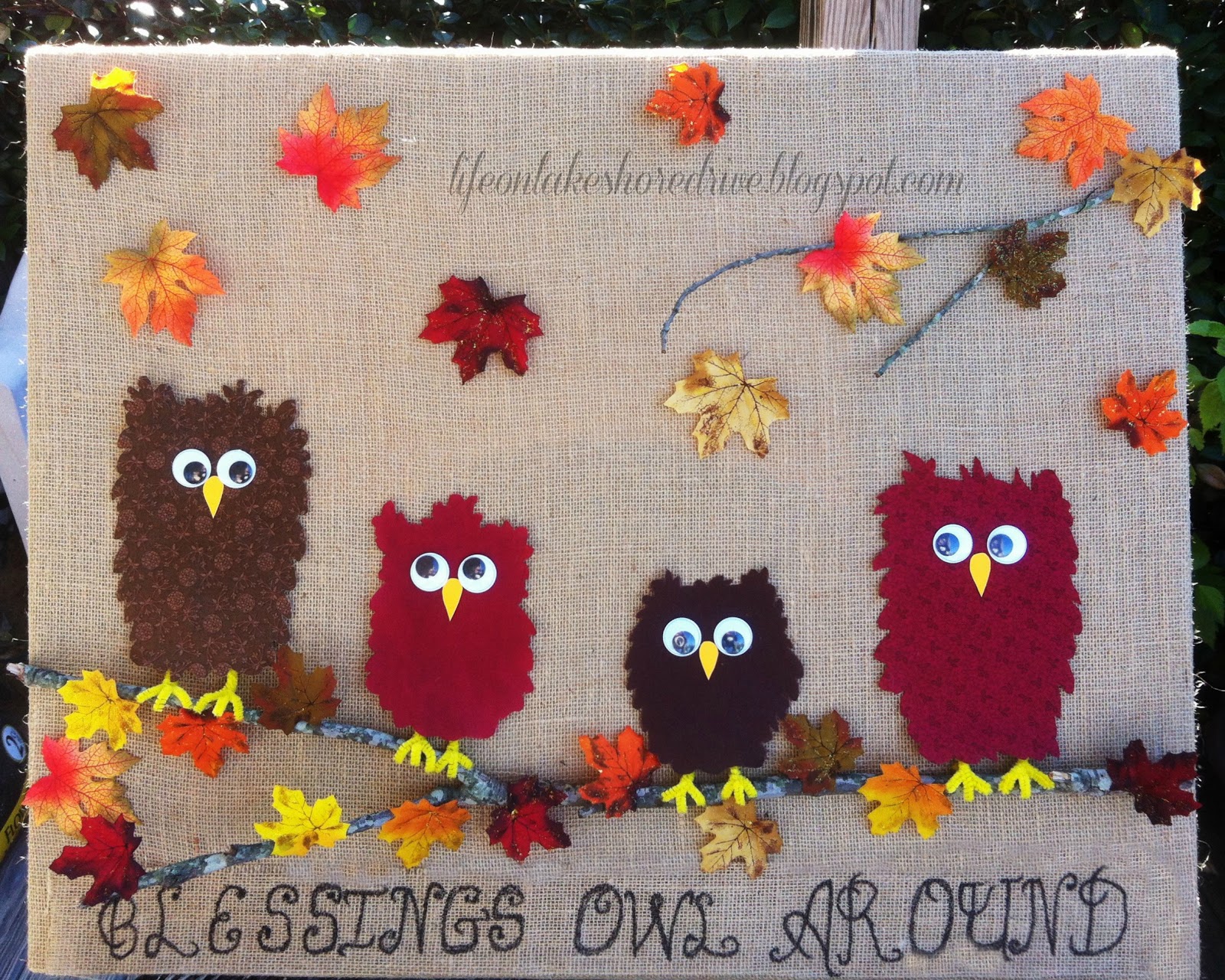 Fabric Owls & Burlap Fall Decor Blessing Reminder Life on Lakeshore Drive