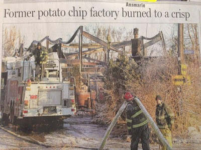 firefighters putting out factory fire funny newspaper headline