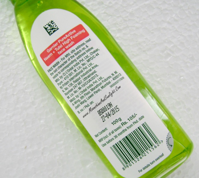 NEW Garnier PureActive High Foaming Neem + Tulsi Face wash Review