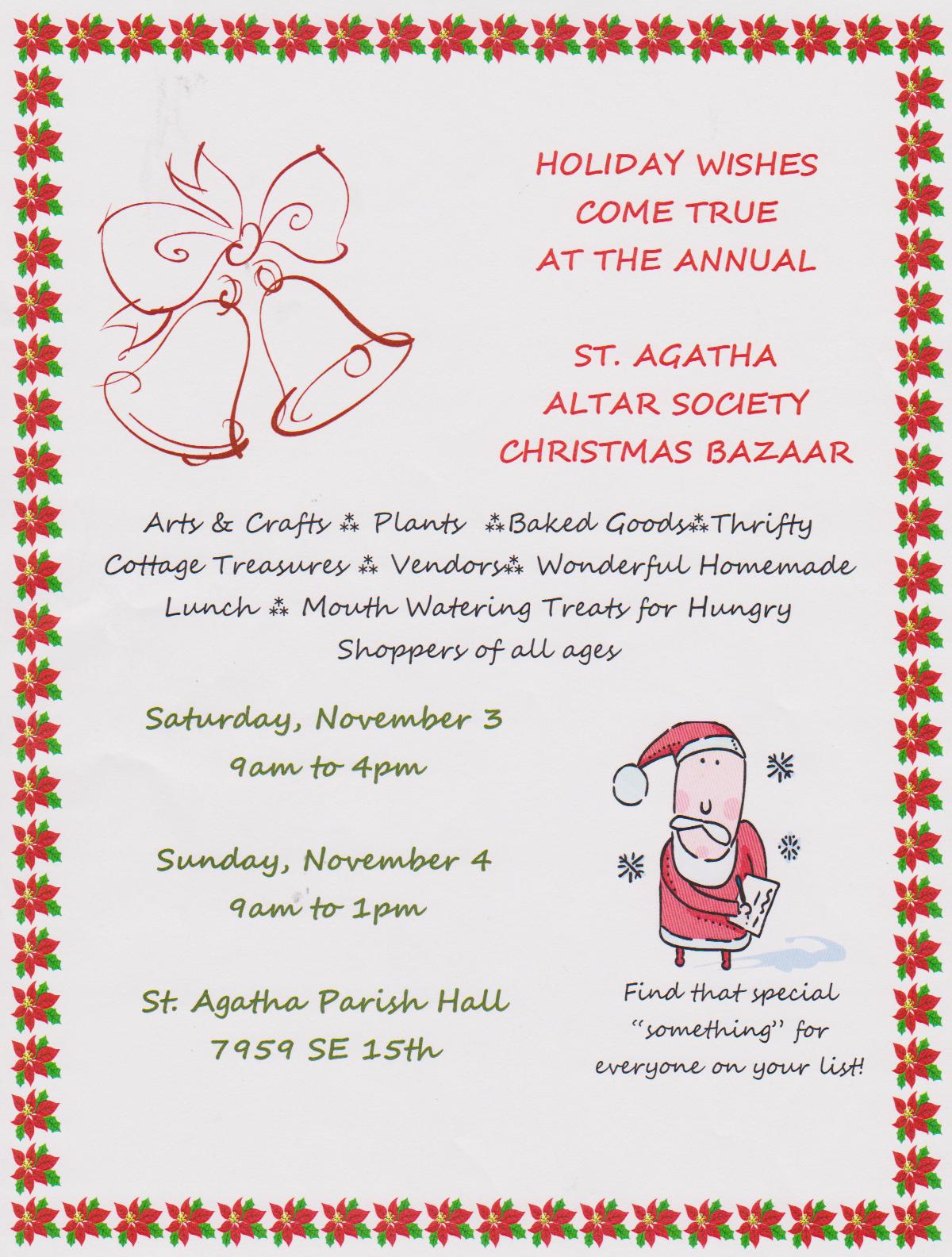 laughing cat creative enterprises st agatha holiday bazaar baby azaar flyers