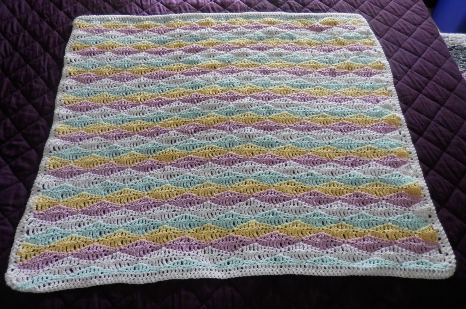 Karens Crocheted Garden of Colors Wavy Baby Blanket