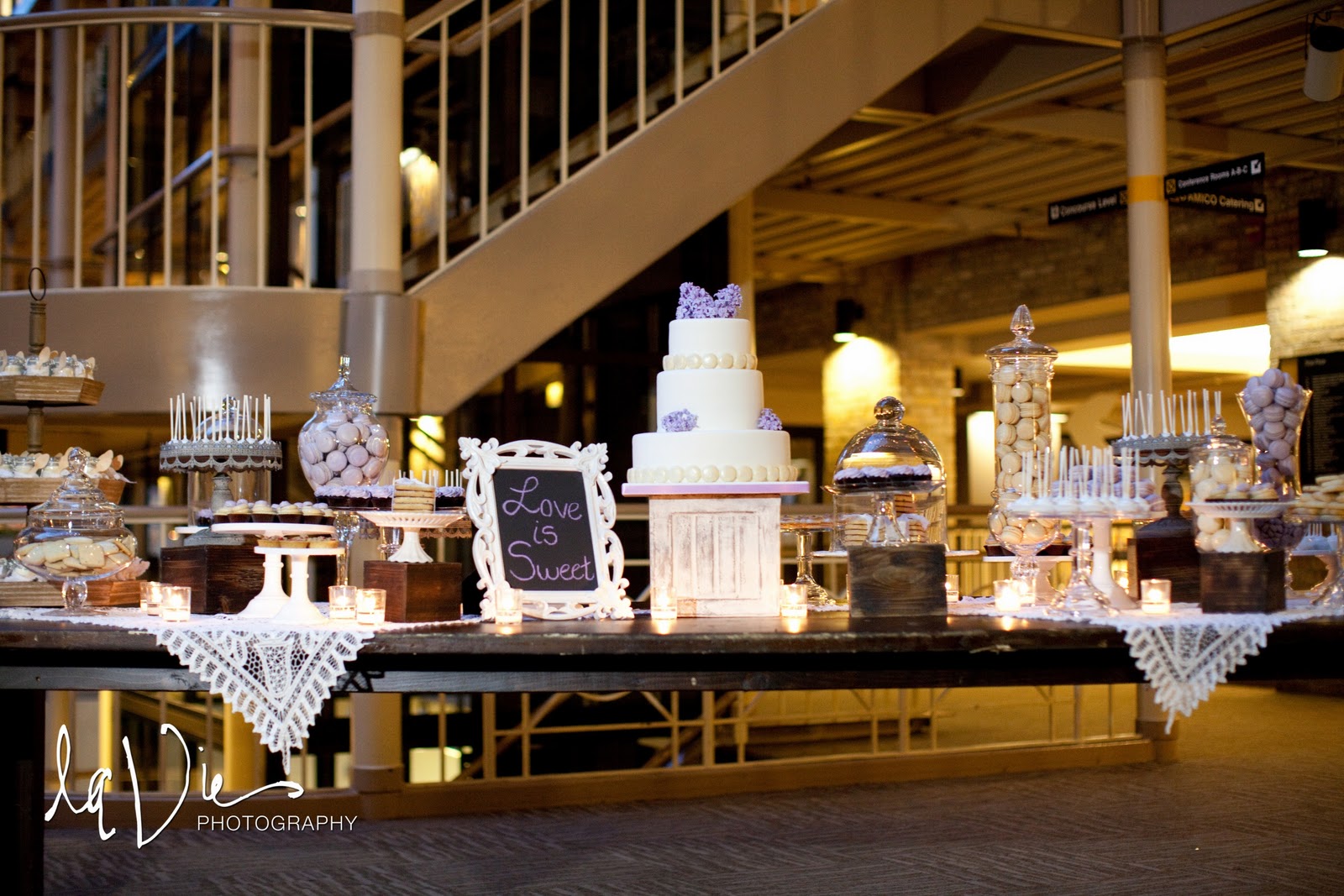 cocoa & fig Minneapolis Mini Dessert Table and 3 Tier Wedding Cake