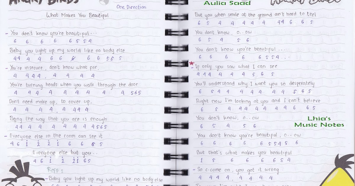 Catatan Not Lagu One Direction What S Makes You Beautiful Piano Pemula Aulia S World