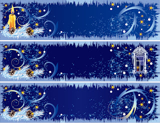 クリスマス聖夜のバナー CHRISTMAS DECORATIONS BANNER VECTOR イラスト素材