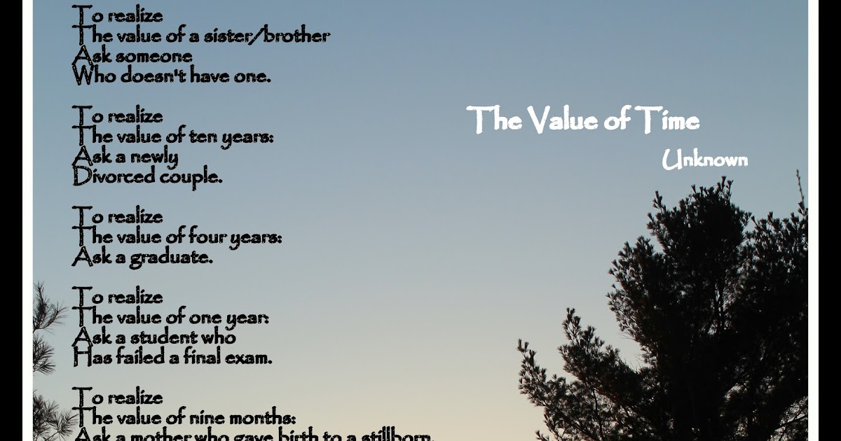 Choosing Me The Value Of Time Poem