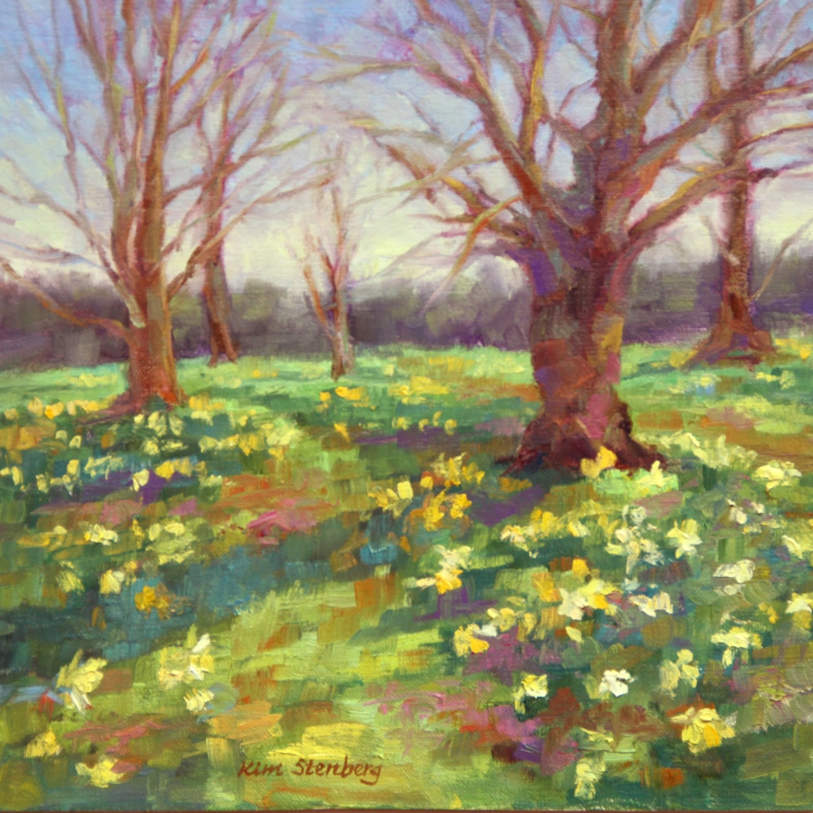 Kim Stenberg's Painting Journal "English Daffodil Fields" (oil on