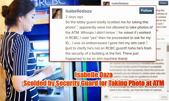 Isabelle Daza Scolded by Security Guard for Taking Photo at ATM Isabelle Daza Scolded by Security Guard for Taking Photo at ATM
