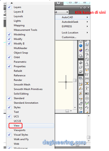 Gambar 02. Memunculkan menu view Gambar 02. Memunculkan menu view