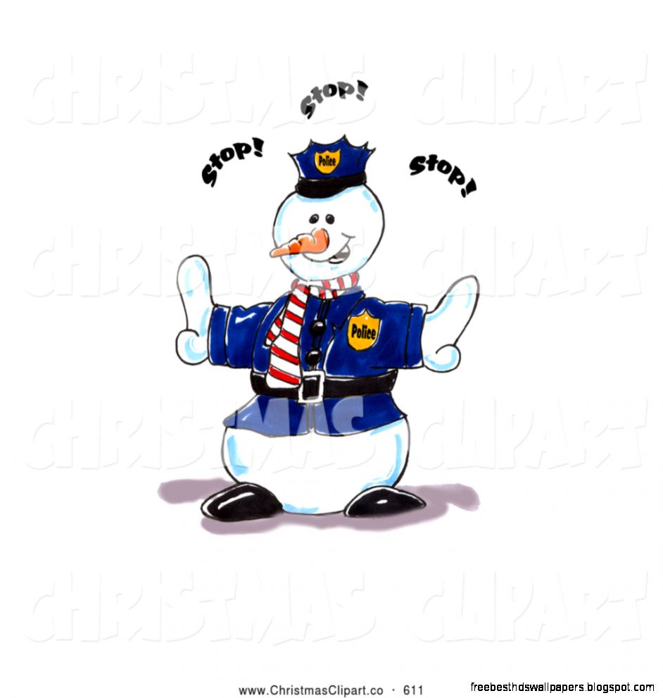 Clipart of a Cute Police Snowman Directing People to Stop by Clipart of a Cute Police Snowman Directing People to Stop by