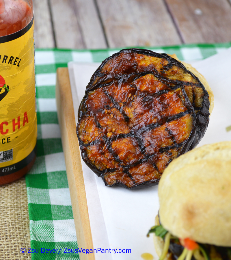 Zsu's Vegan Pantry eggplant sriracha bbq burger