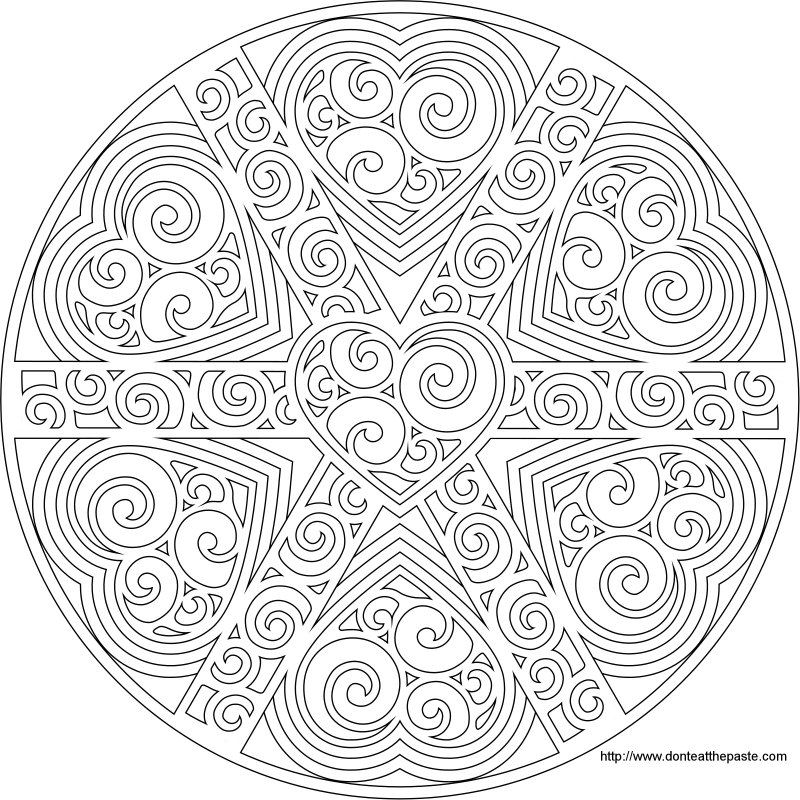 swirled heart mandala to print and color- also available as a transparent PNG