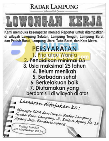 Lowongan Reporter Radar Lampung