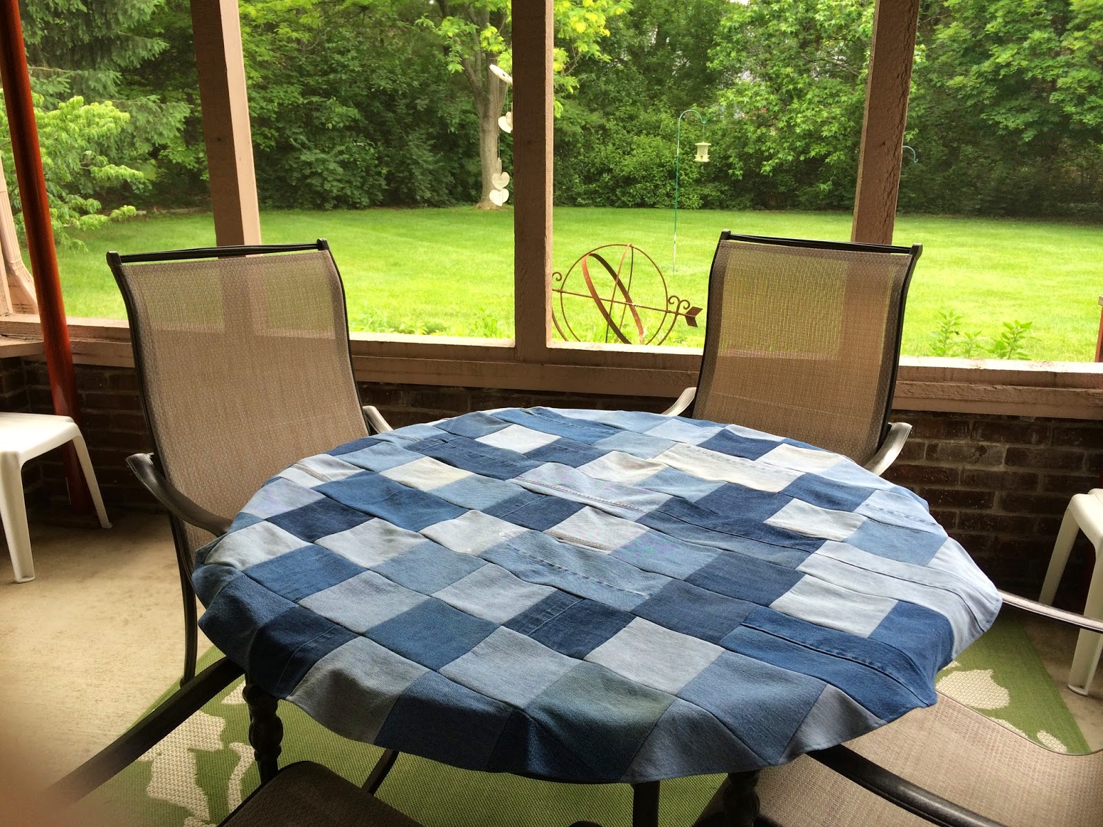 A New Chapter DIY Denim patchwork tablecloth