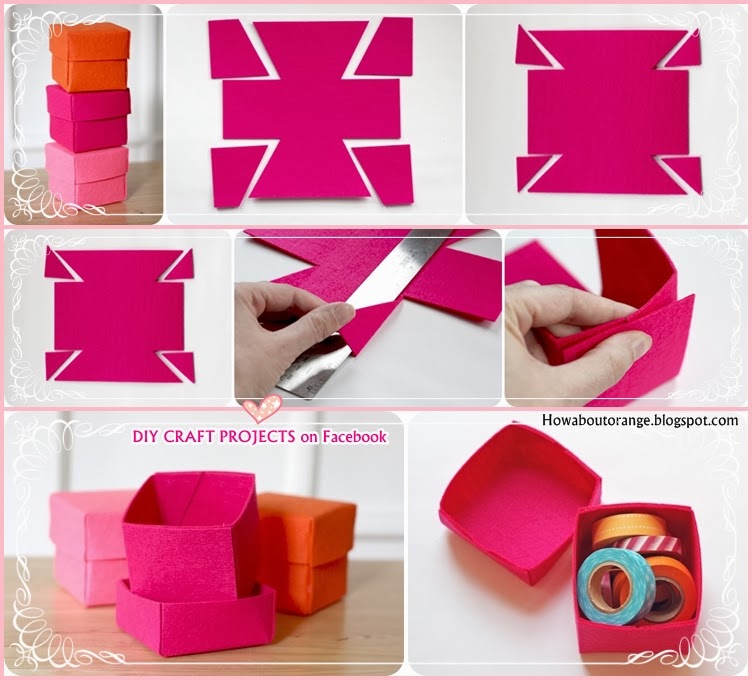 DIY Stiffened Felt Boxes DIY Craft Projects
