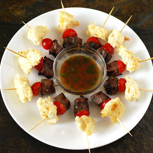 Appetizer Steak Panzanella Kabobs