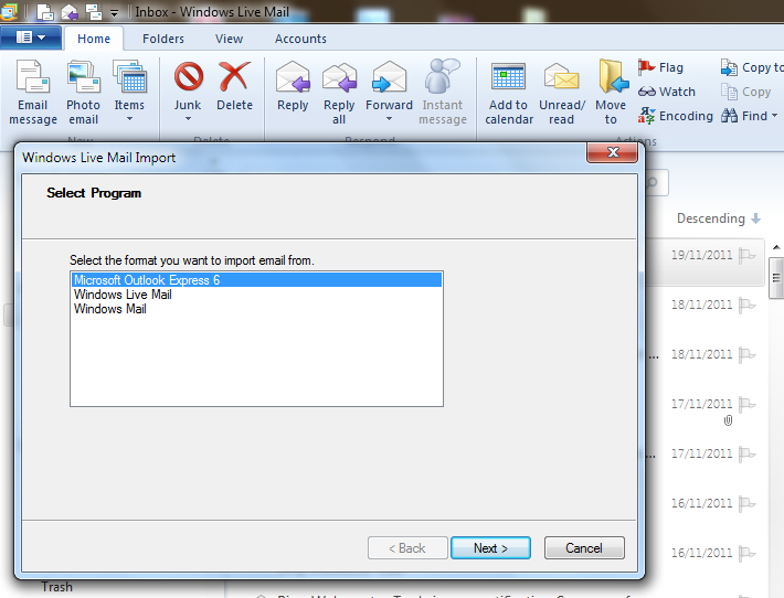 [Tips] Import messages into Windows Mail from Outlook Express