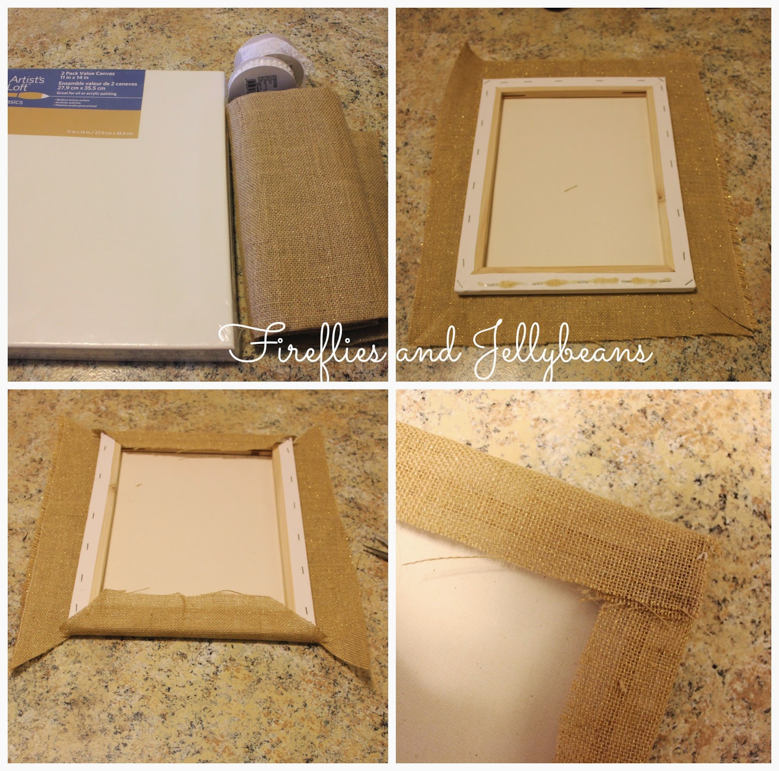 Fireflies and Jellybeans Lace tree on a Burlap Canvas (DIY!)