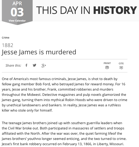 free to find truth 44 93 A History of Hoaxes, Jesse James First Robbery to Death