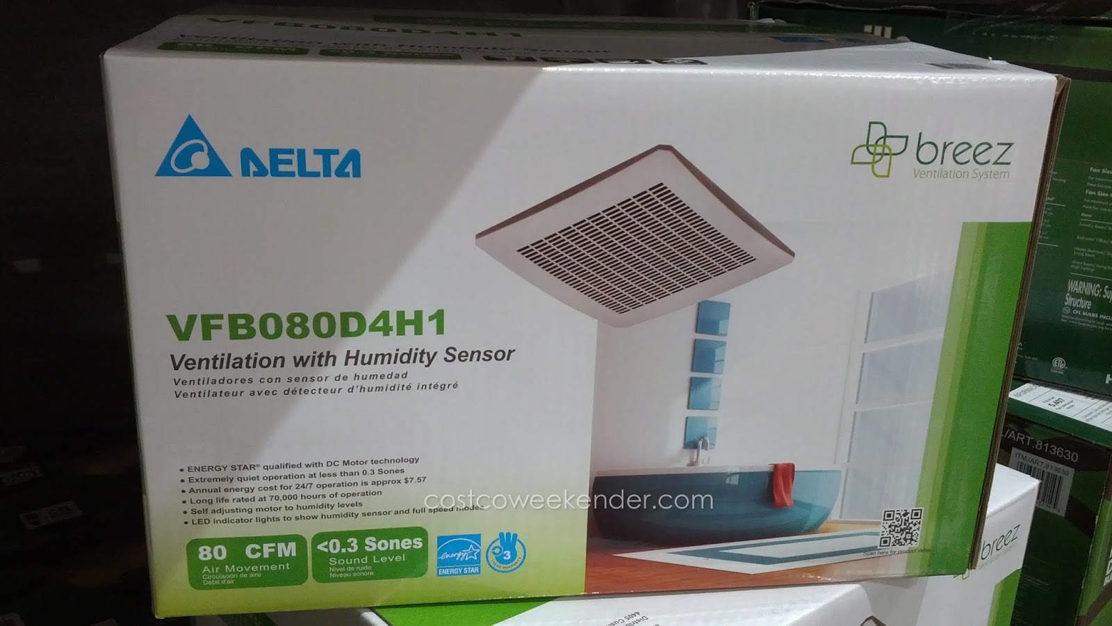 Delta Breez VFB080D4H1 Bath Ventilation Fan System Costco Weekender