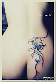 sexy blue butterfly tattoo lower back