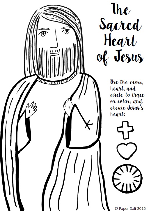Paper Dali: Free Sacred Heart of Jesus Coloring Page and Craft [Printable]