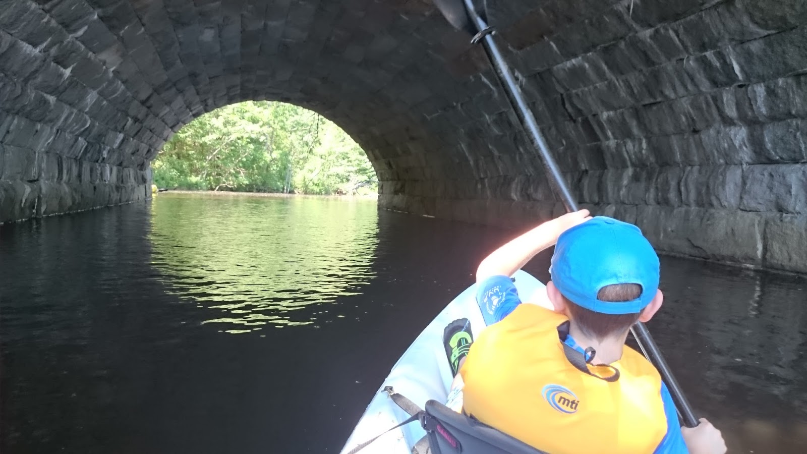 Folded Gingham Kayaking on Mousam River, Kennebunk, ME