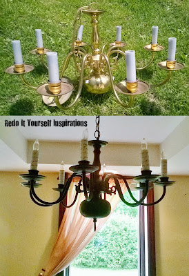  brass chandeier makeover